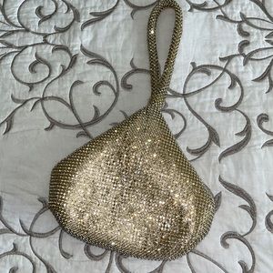 Gold rhinestone wristlet pouch